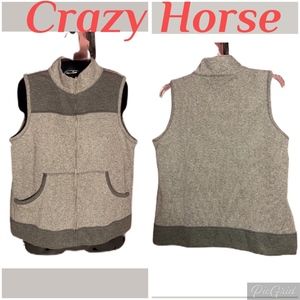 Crazy Horse, Liz Claiborne Gray Zip Up Vest SZ: L